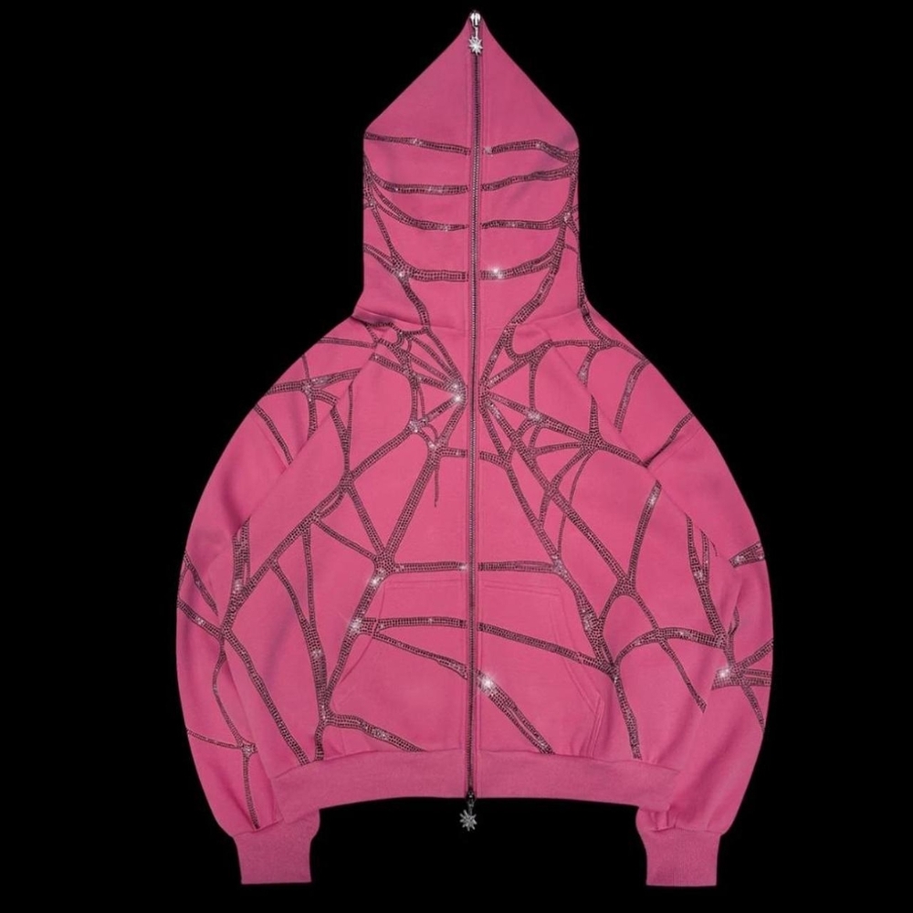 Named Collective POISON RHINESTONE ZIP HOODIE PINK